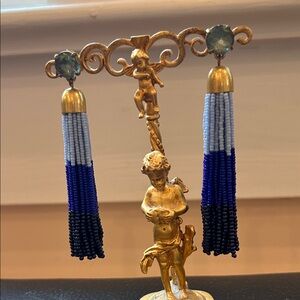 Beaded tassel clip on earrings